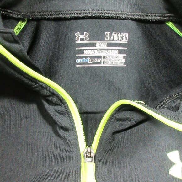 Under Armour mens black an chartreuse stitch ColdGear lined 1/2 zip XL - Picture 3 of 5